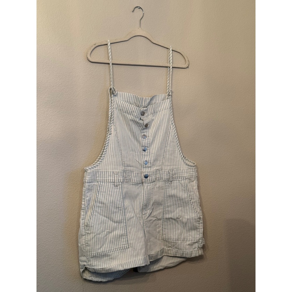 Celebrity Pink Shortalls Women XXL Blue White Striped Excellent Hickory Stripe